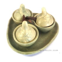 Set of 3 Ceramic Salt Containers Frog