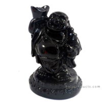 Resin Happy Buddha Standing Black