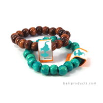 Wood Bead Bracelet Brown, Green