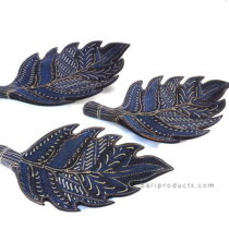 Set 3 Wooden Camplung Leave Tray Batik Motif