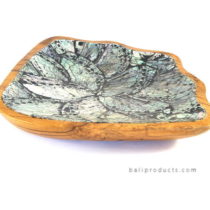 Natural Shape Teak Wood Tray With Capiz Shell Inlay