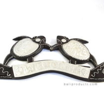 Turtle Welcome Hanging Black Aluminium Carving