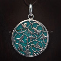 Pendant Bulat Motif Bunga Hijau