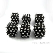 Set 6 Bamboo Box 8 Cm Black With Beads
