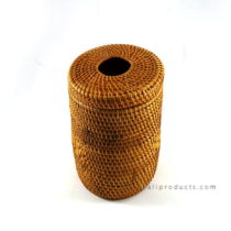 Lombok Rattan Waste Bin Round Light Brown