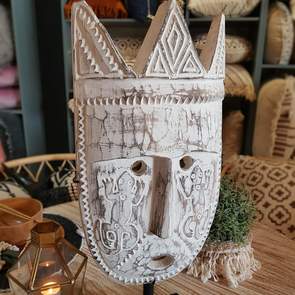 Tribal Motif Large Wooden Head Mask