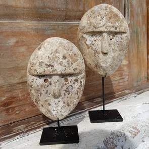 Round Tribal Wooden Face Decor