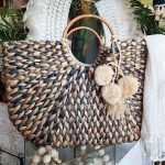 Woven Banana Leaf Bag With Grass Pom-Poms
